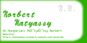 norbert matyassy business card